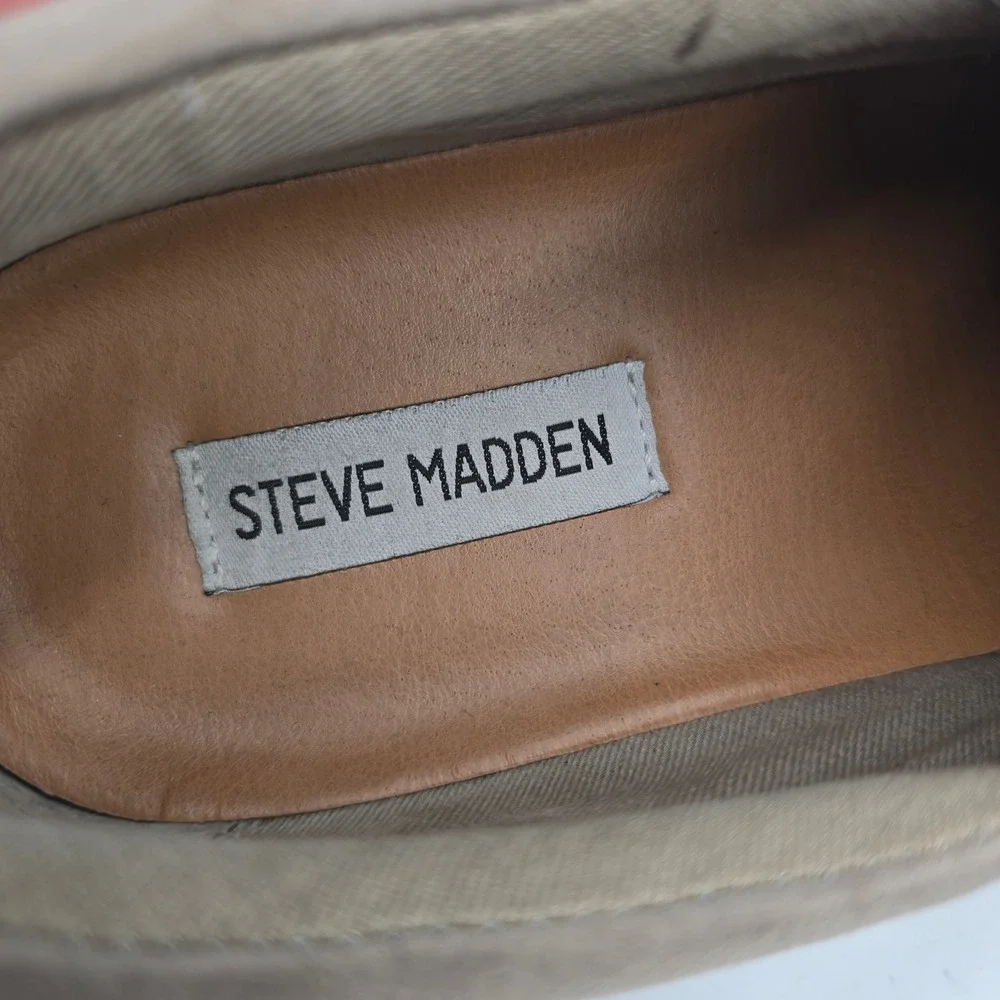 Steve Madden Sneaker Womens 10 Gills Grey Suede Slip On Platform Casual Shoes